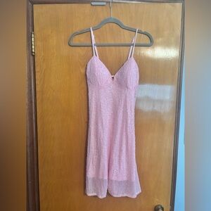 Windsor Pink Mini Dress-Beaded and Sequined; Size Small; EUC